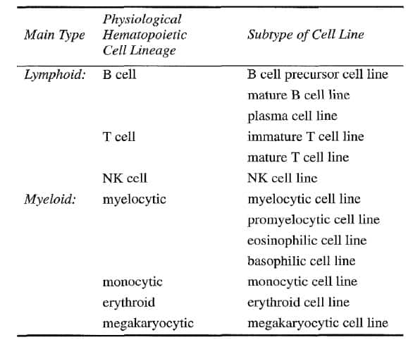 History and Classification of Human Leukemia Cell Lines